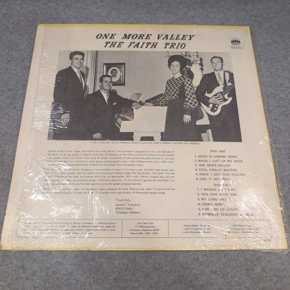 The Faith Trio One More Valley Vinyl LP Prestige Productions 90709A Gospel Recor - Picture 2 of 6